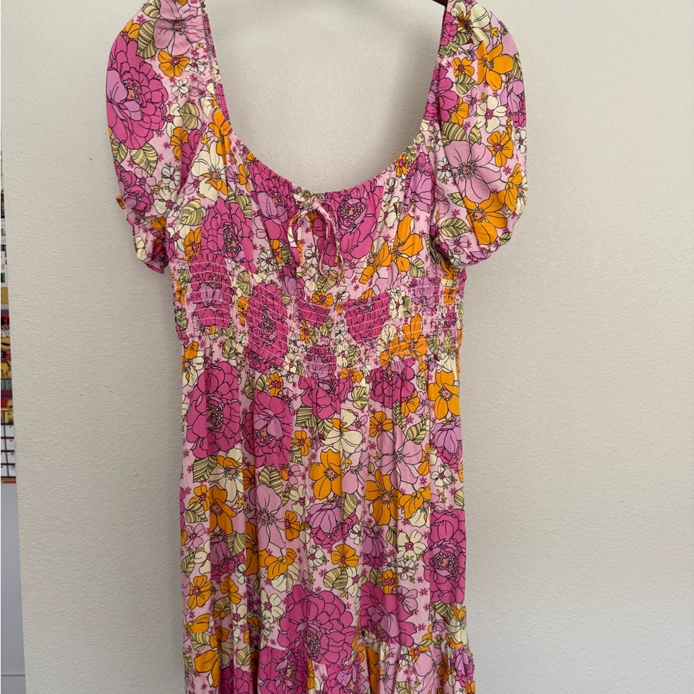 Storia Pink and Orange Floral Dress